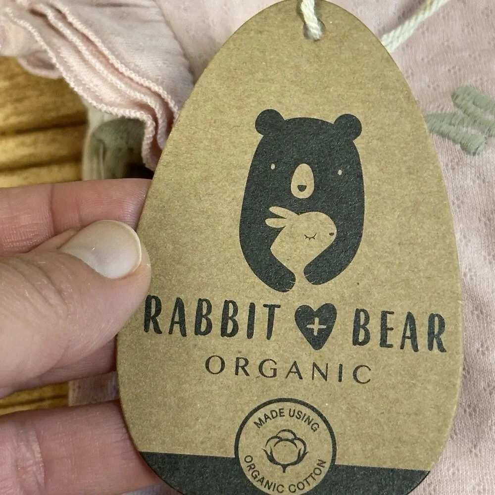 RABBIT+BEAR  Organic Cotton 6-9M Green Floral Pink One Piece Body Suit‎